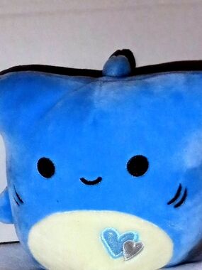 Blue Plush Shark with Heart Patch